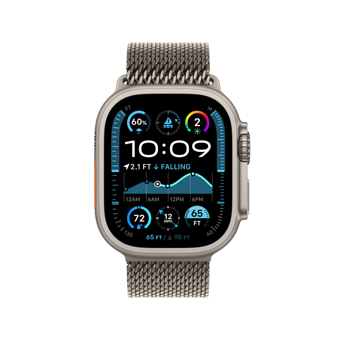 Apple Watch Ultra 2 Natural Titanium Case with Natural Titanium Milanese Loop - Large