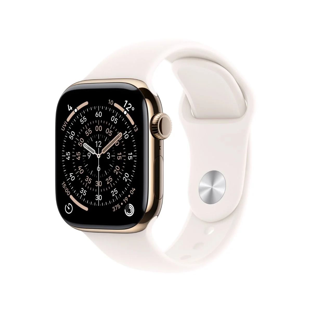 Apple Watch Series 11 Gold Titanium Case with Light Blush Sport Band